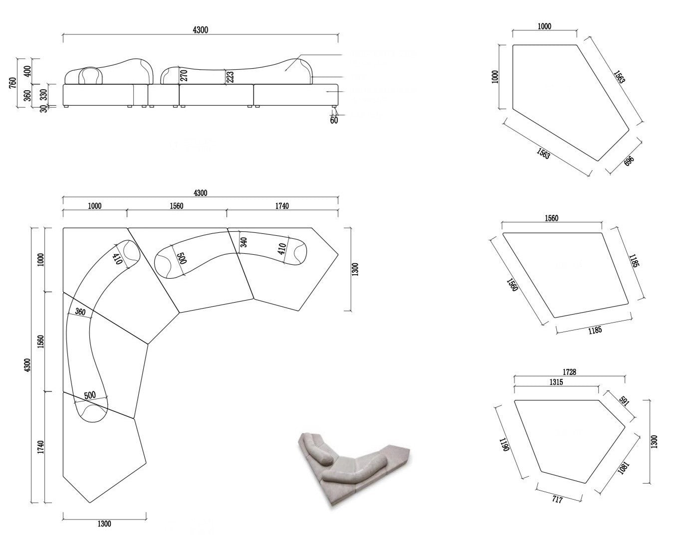 Modular Rock Sofa Large