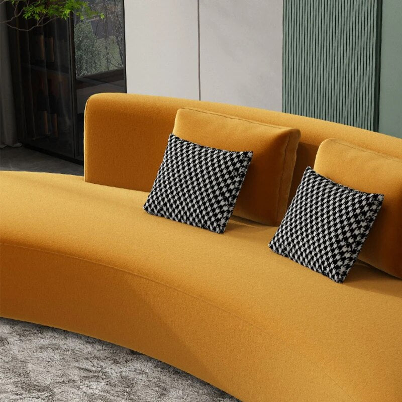 Curved yellow store sofa