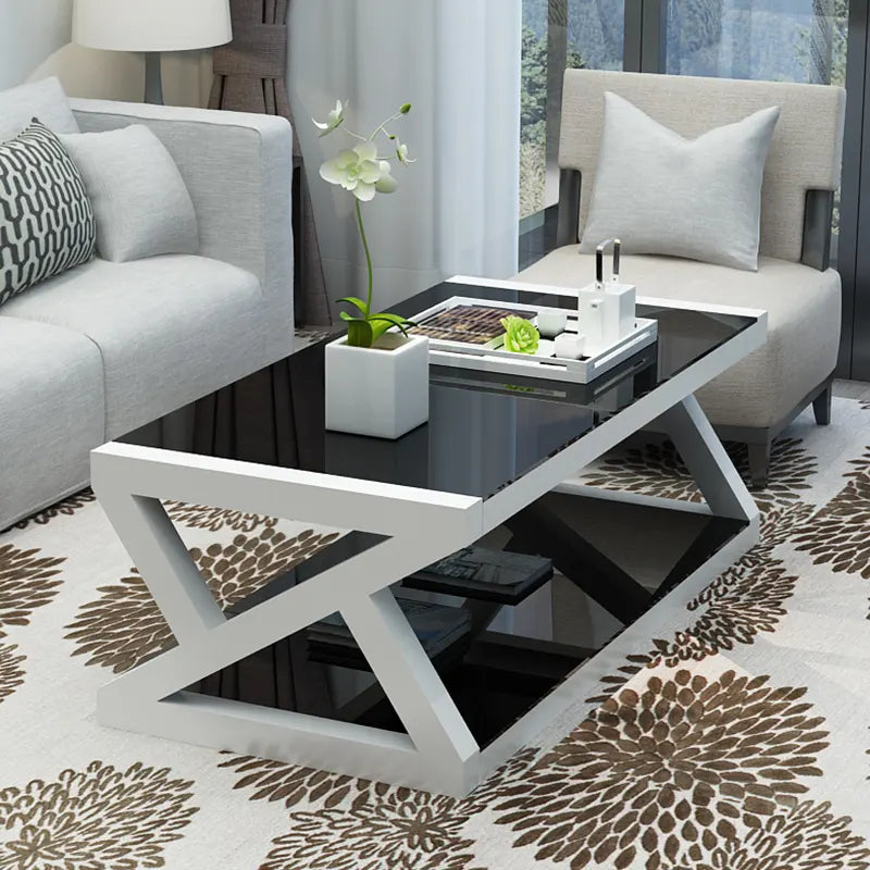 Rectangle Steel Glass Coffee Table