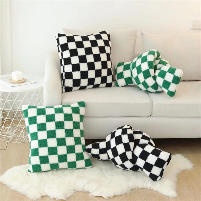 Black and white checkered hotsell pillow covers